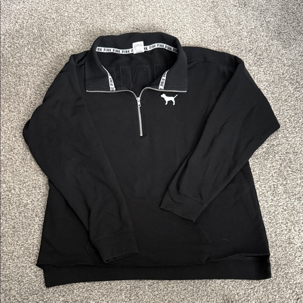 PINK Victoria's Secret Black Quarter-Zip Sweatshirt